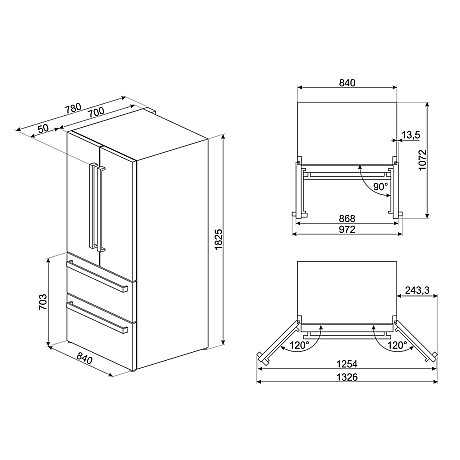 Smeg - FQ55FNDE - Svart, NoFrost teknik & Invändig belysning