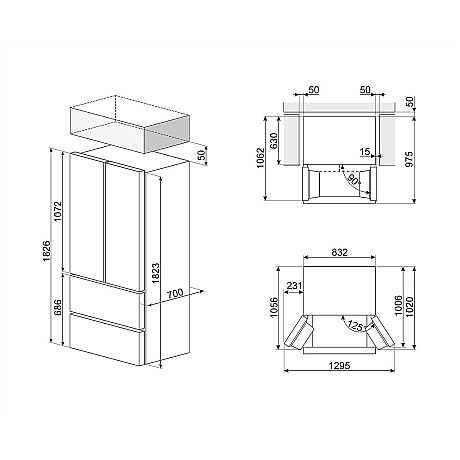 Smeg - FQ55FXDD - Inox look, NoFrost teknik & LED belysning