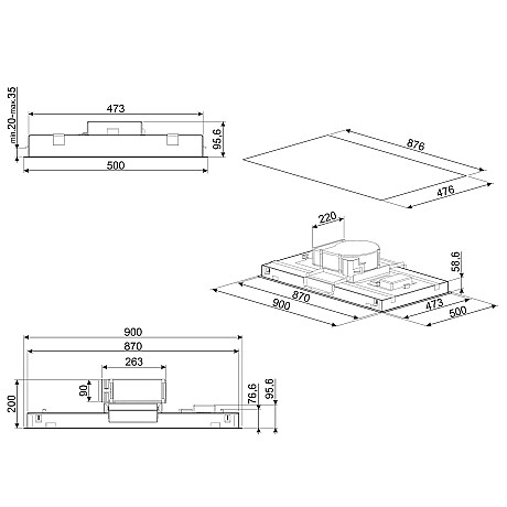 Smeg - KLT9L4X - Rostfri stål, Bredd 90 cm
