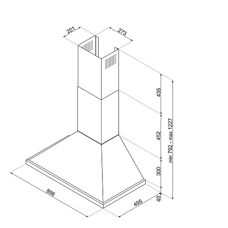 Smeg - KPF94MB - Mattsvart, Bredd 90 cm