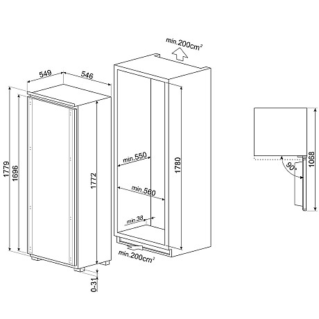 Smeg - S9F174NE - No Frost, glidskenor