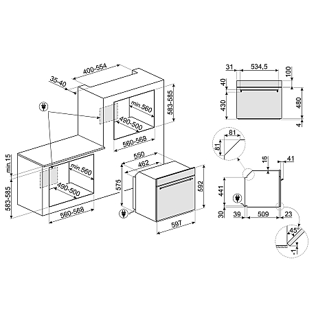Smeg - SF6300TVX, ugn i Classic serien med varmluft