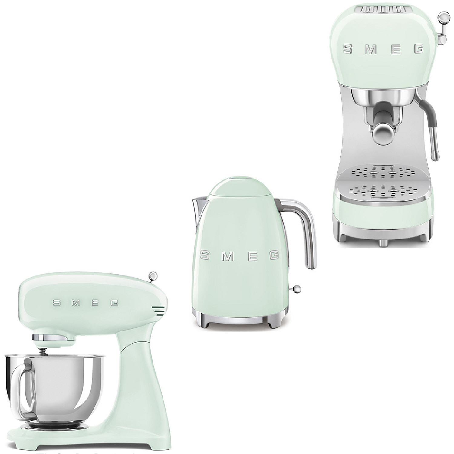Smeg paket smf05pgeu-klf03pgeu-ecf02pgeu - pastellgr&ouml;n