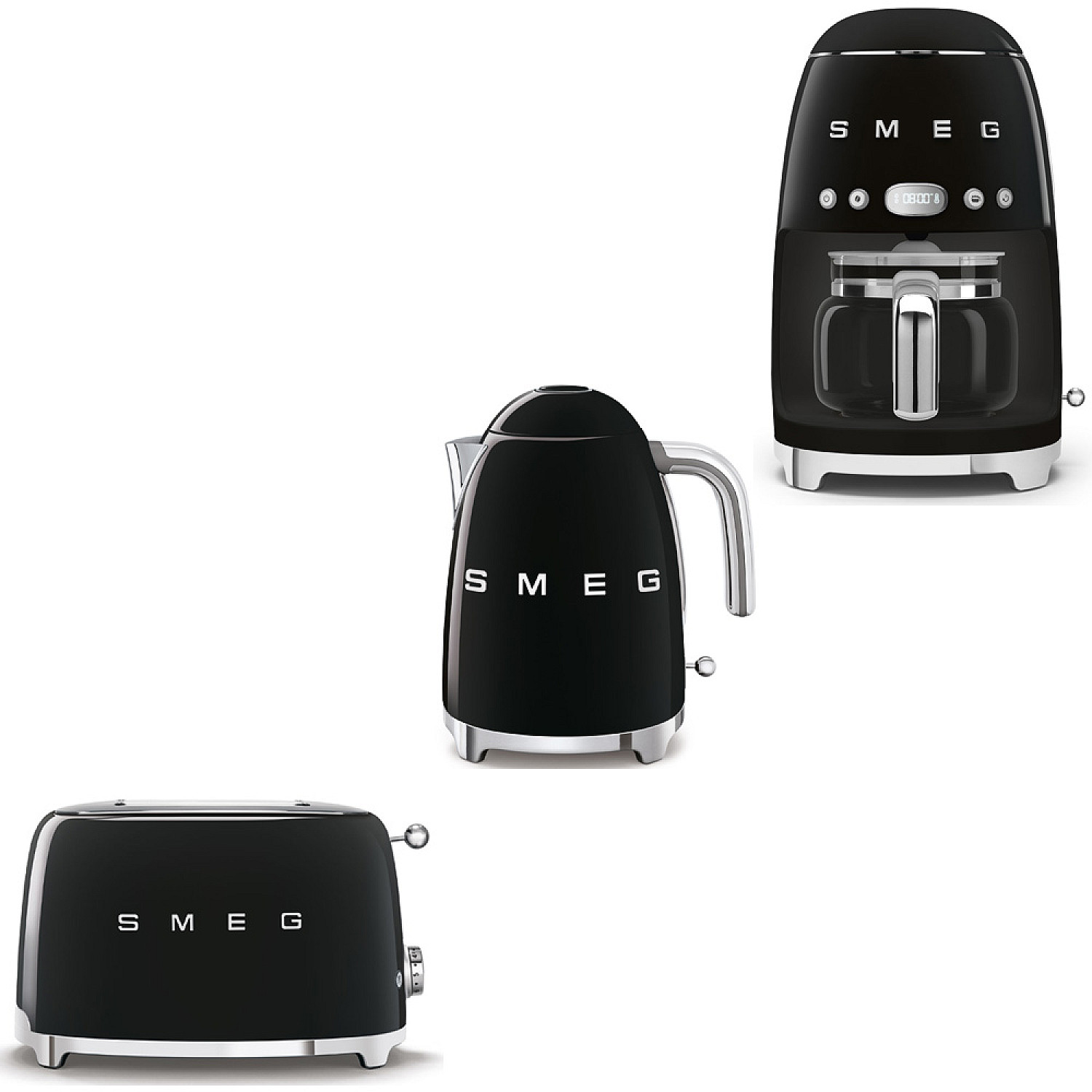 Smeg paket frukostpaket 3 delar - svart med 50's style
