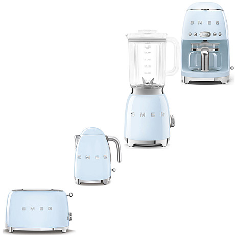 Smeg - Frukostpaket 4 delar - Pastellblå med 50's Style