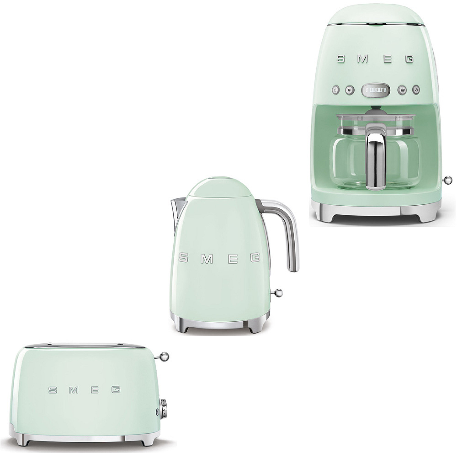 Smeg paket frukostpaket 3 delar - pastellgr&ouml;n med 50's style