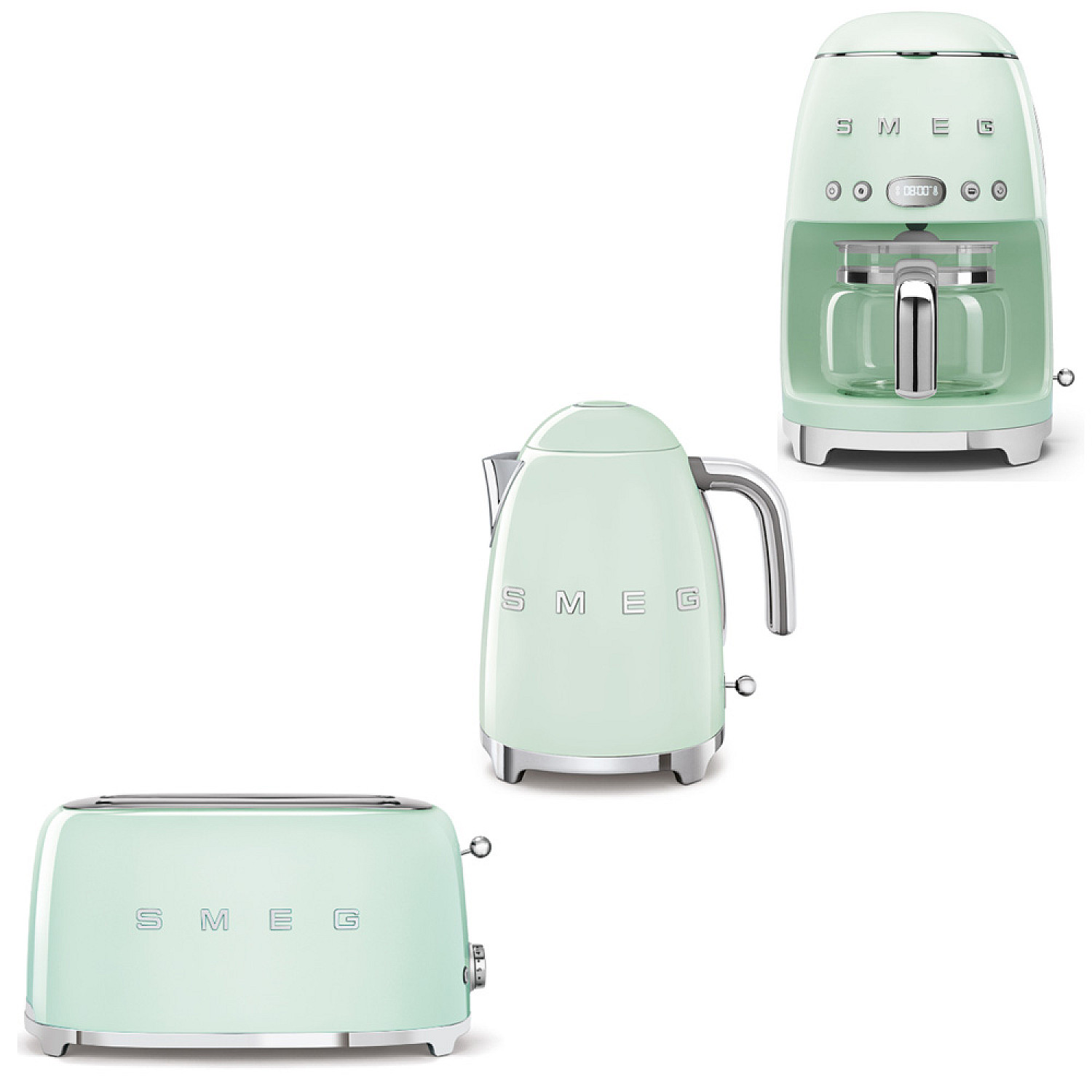 Smeg paket breakfast trio - pastellgr&ouml;n med 50's style