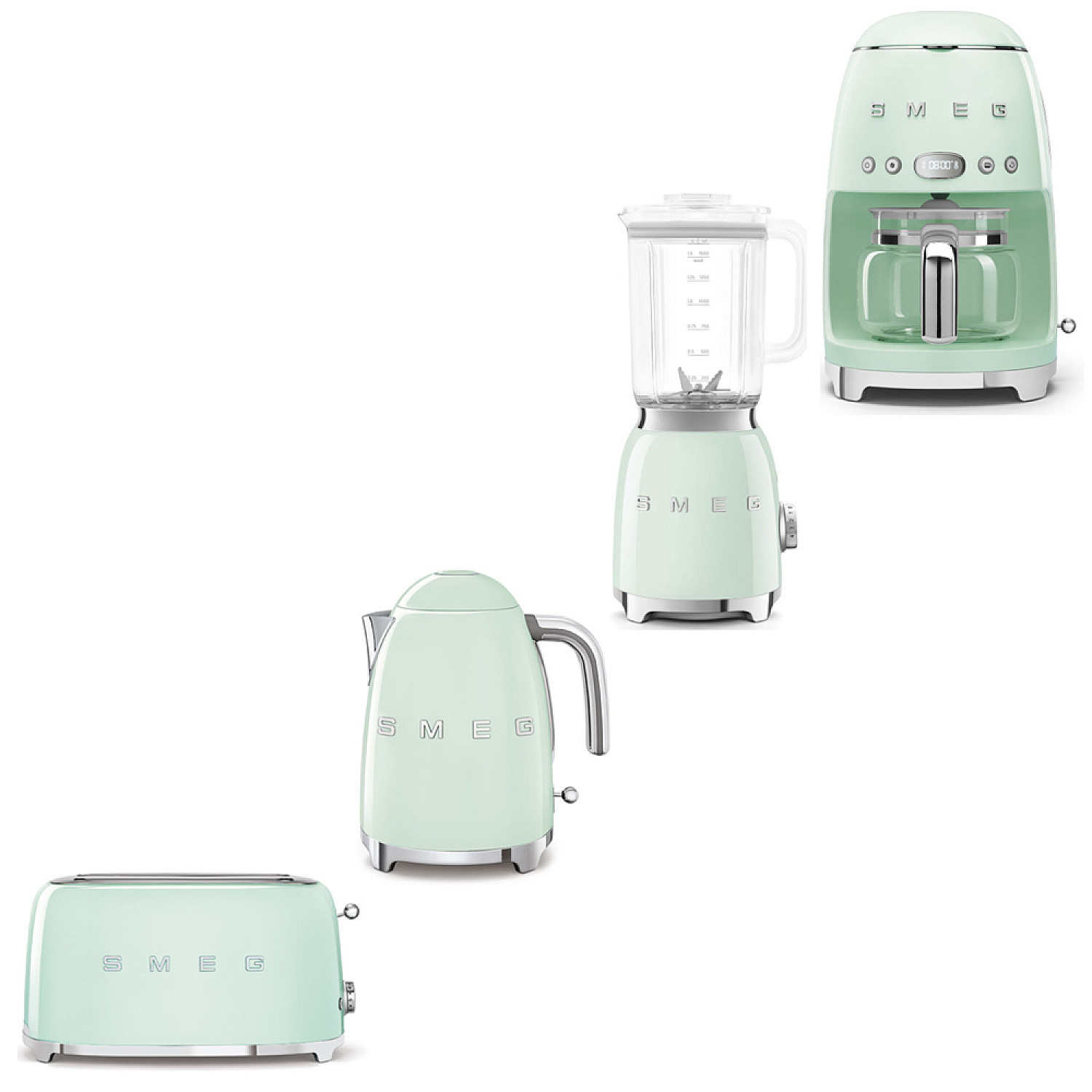 Smeg paket morning deluxe - pastellgr&ouml;n med 50's style