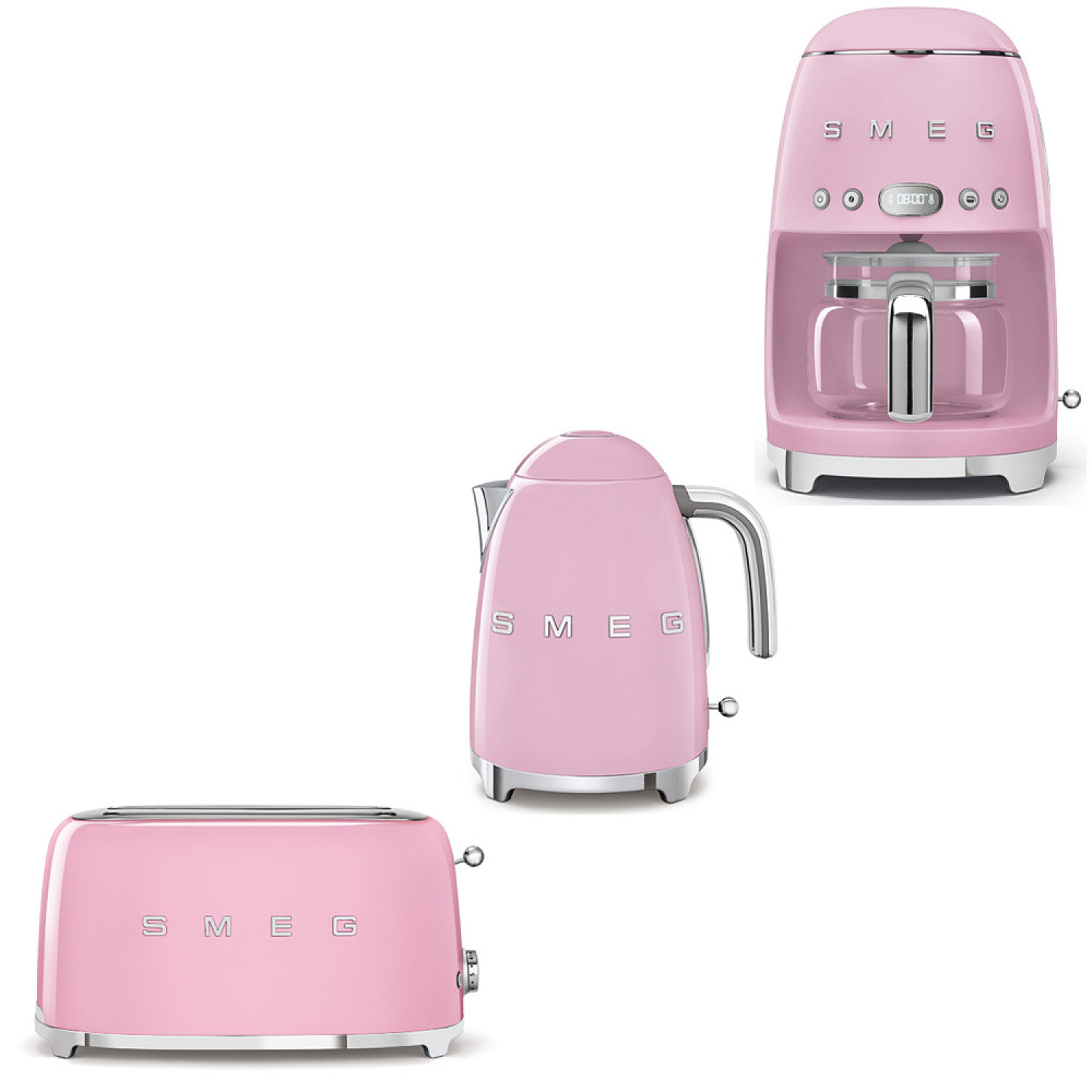 Smeg paket breakfast trio - rosa med 50's style