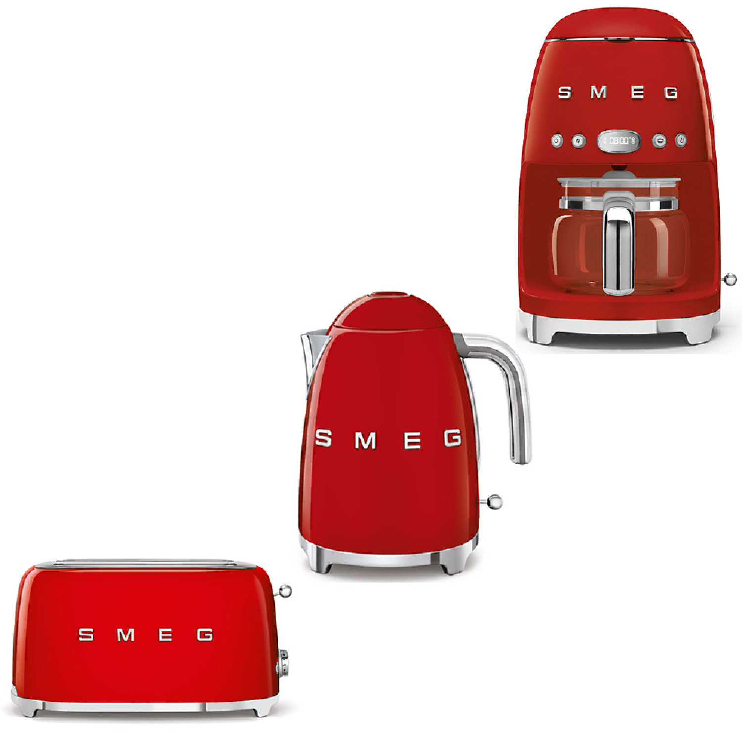 Smeg paket breakfast trio - r&ouml;d med 50's style