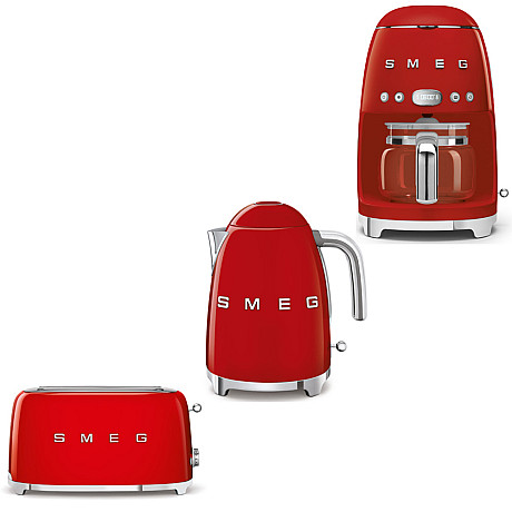 Smeg - Breakfast Trio - Röd med 50's Style