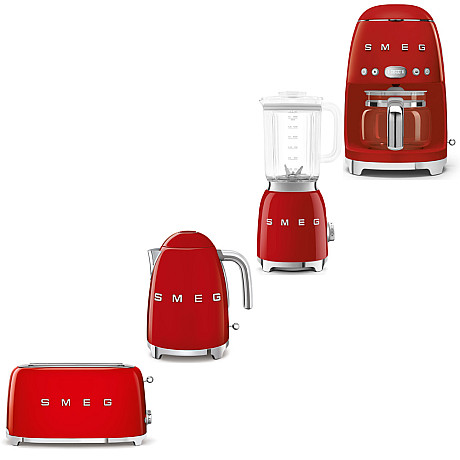 Smeg - Morning Deluxe - Röd med 50's Style