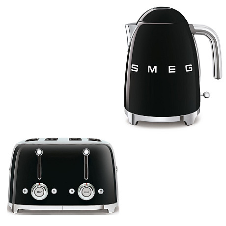 Smeg - Frukostduon - Svart högblank med 50's Style