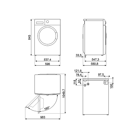 Smeg - WNP84SEAIN1 - Vit, 8 kg kapacitet med LED-belysning