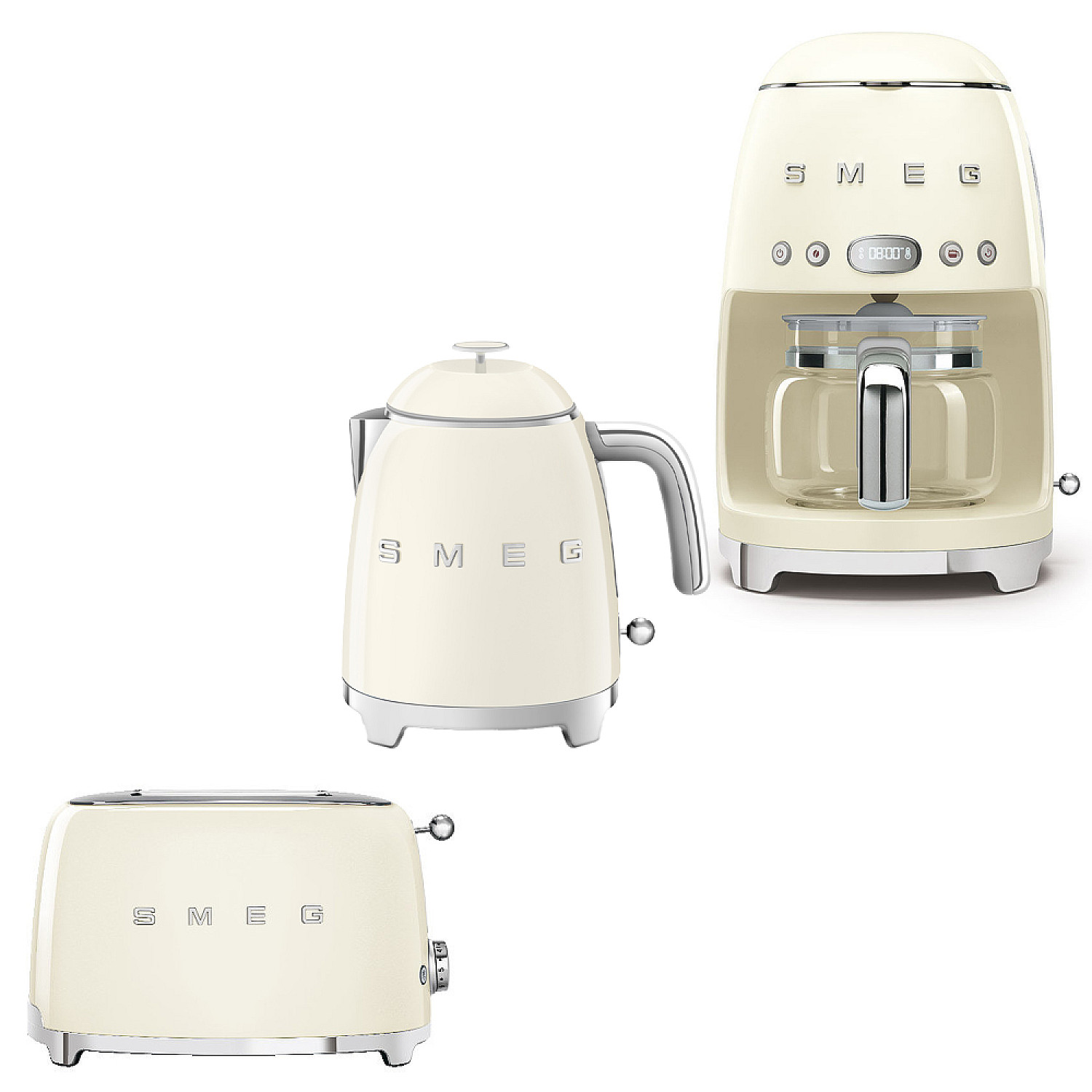 Smeg paket lilla frukostpaketet - br&ouml;drost, mindre vattenkokare, & kaffebryggare - creme