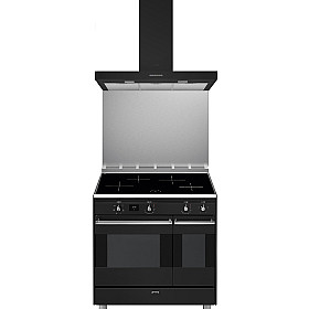 Spis Smeg - Antracitfärgad, induktionsspis, stänkskydd & köksfläkt Spis Smeg - Antracitfärgad, induktionsspis, stänkskydd & köksfläkt