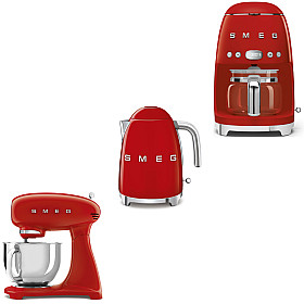 Paket Smeg - SMF05RDEU-KLF03RDEU-DCF02RDEU - Röd