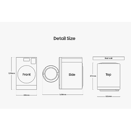 Samsung - WD18DB8995BZT2, Extra rymlig, 18/11 kg, Autodosering, Snabbtvätt