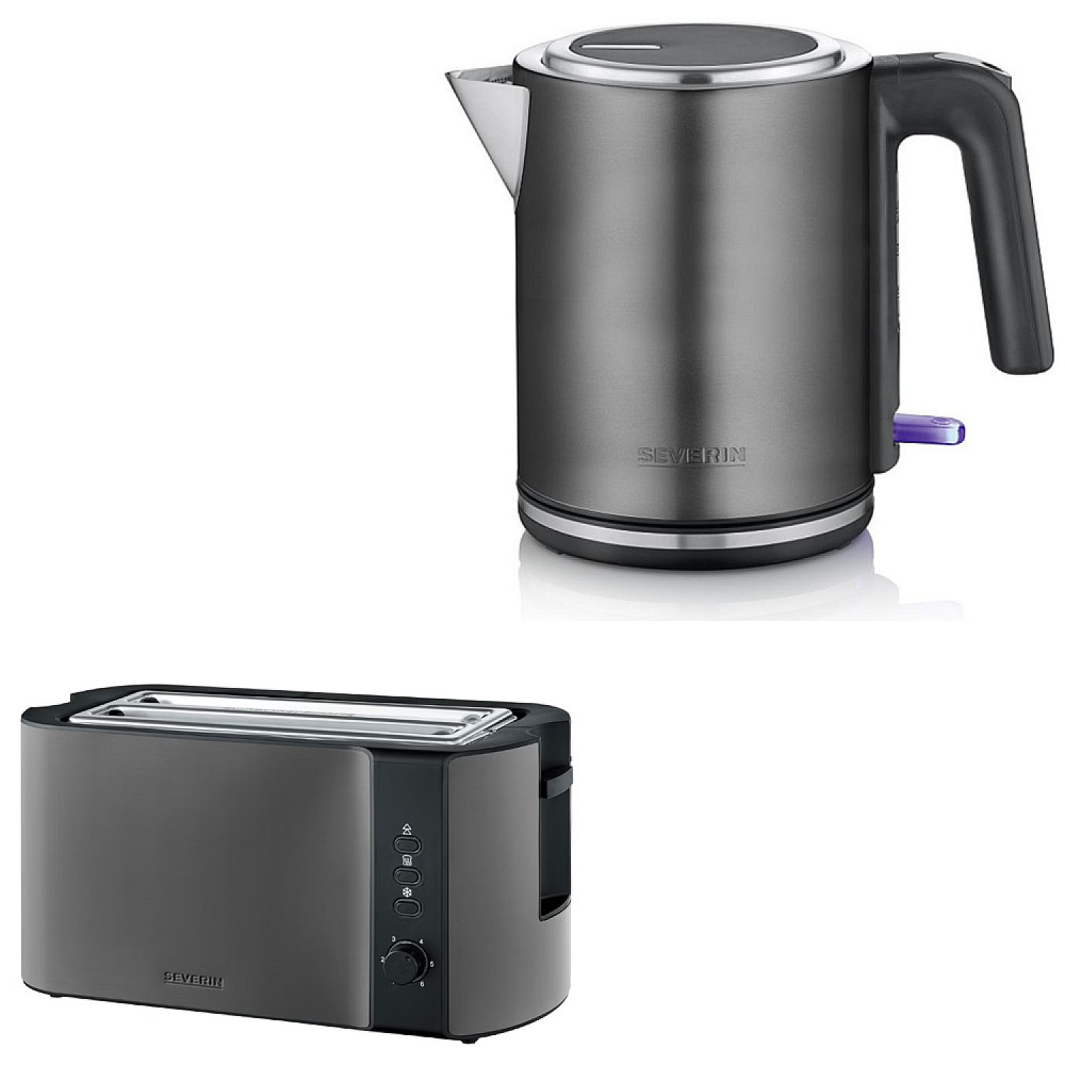 Severin paket vattenkokare + br&ouml;drost - dark inox
