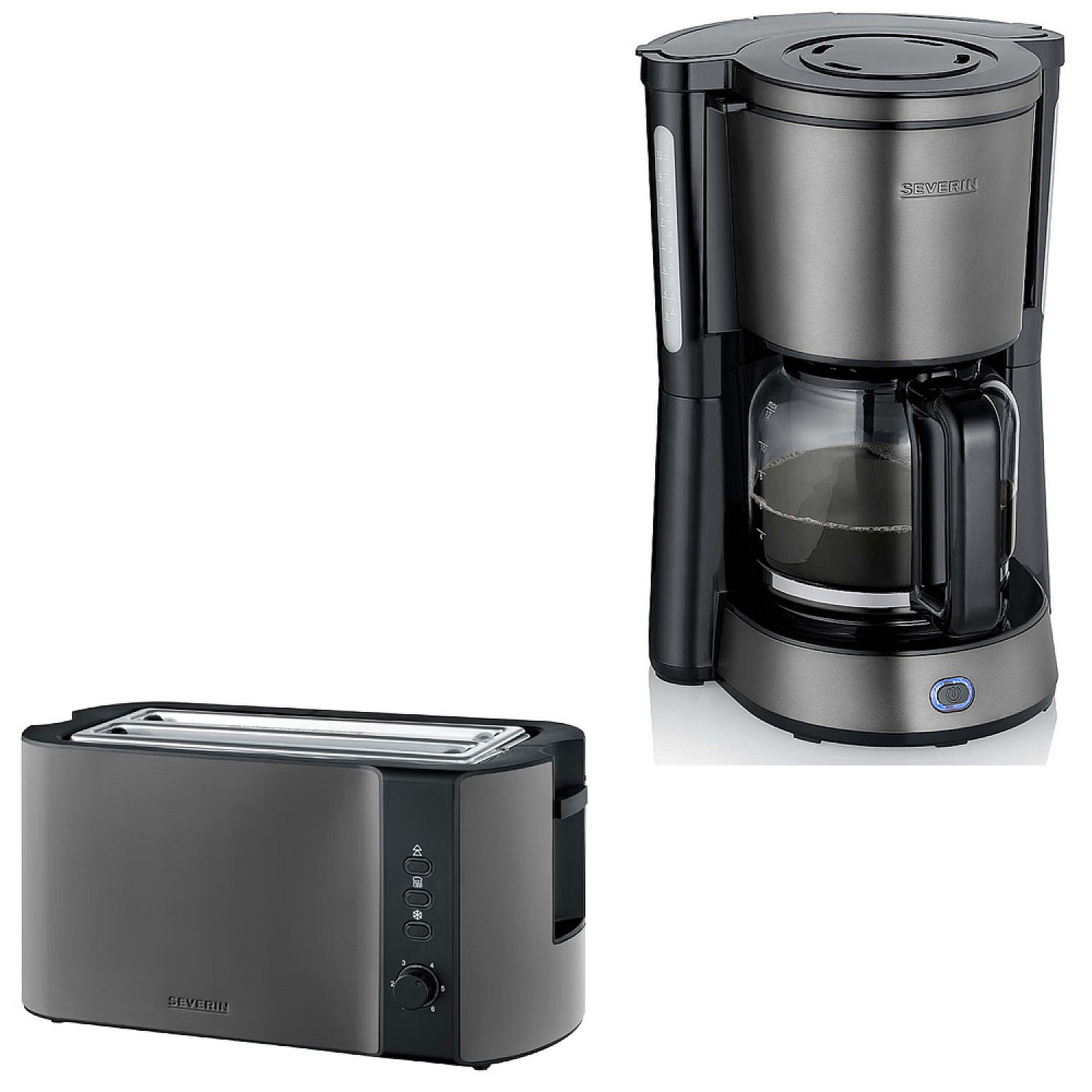 Severin paket kaffebryggare 10 koppar + br&ouml;drost - dark inox