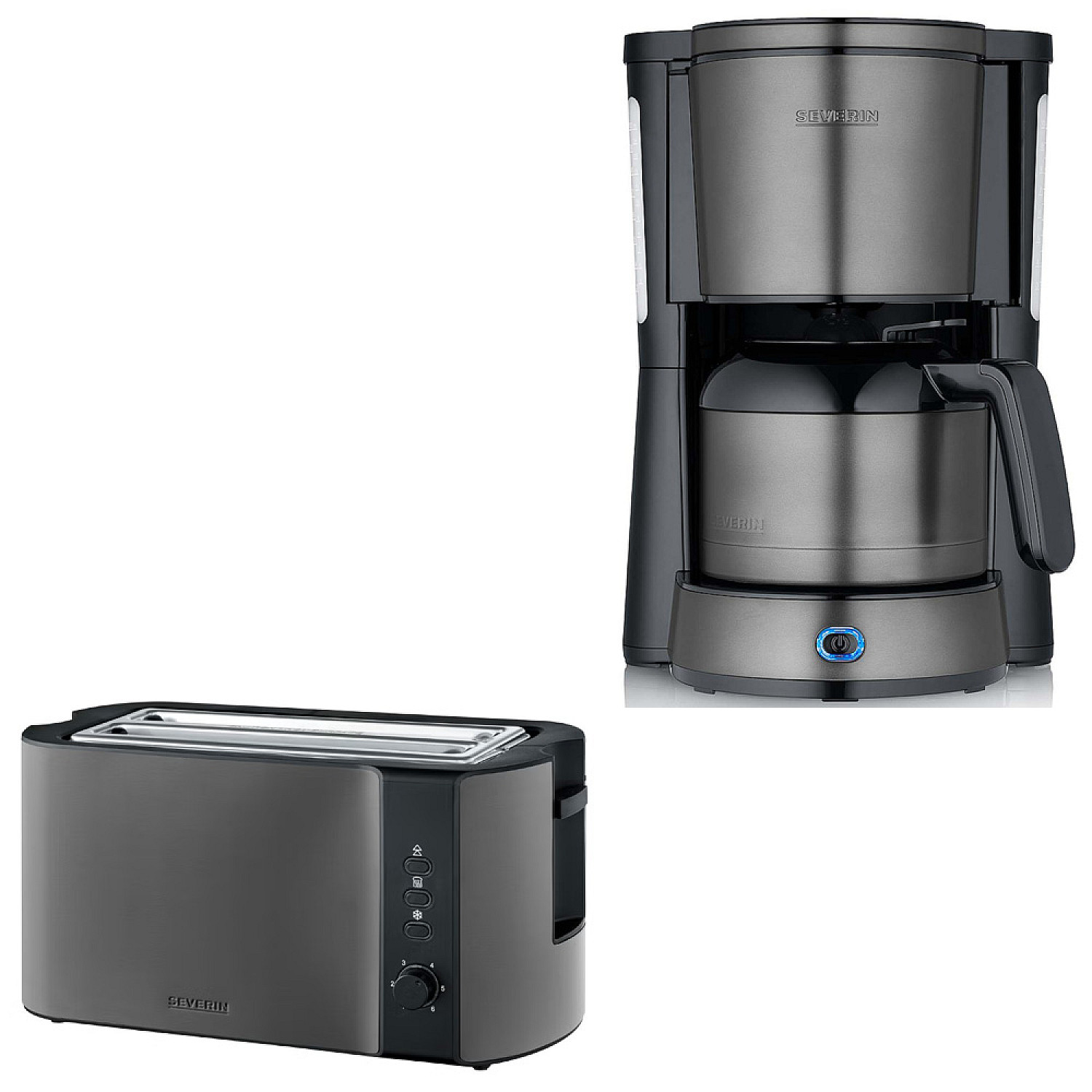 Severin paket kaffebryggare 8 koppar + br&ouml;drost - dark inox