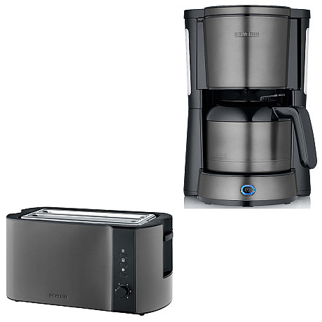 Severin - Kaffebryggare 8 koppar + Brödrost - Dark Inox