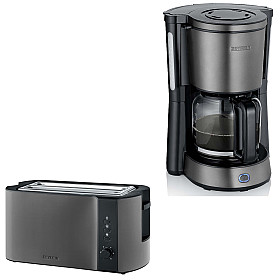 Paket Severin - Kaffebryggare 10 koppar + Brödrost - Dark Inox