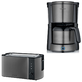 Paket Severin - Kaffebryggare 8 koppar + Brödrost - Dark Inox