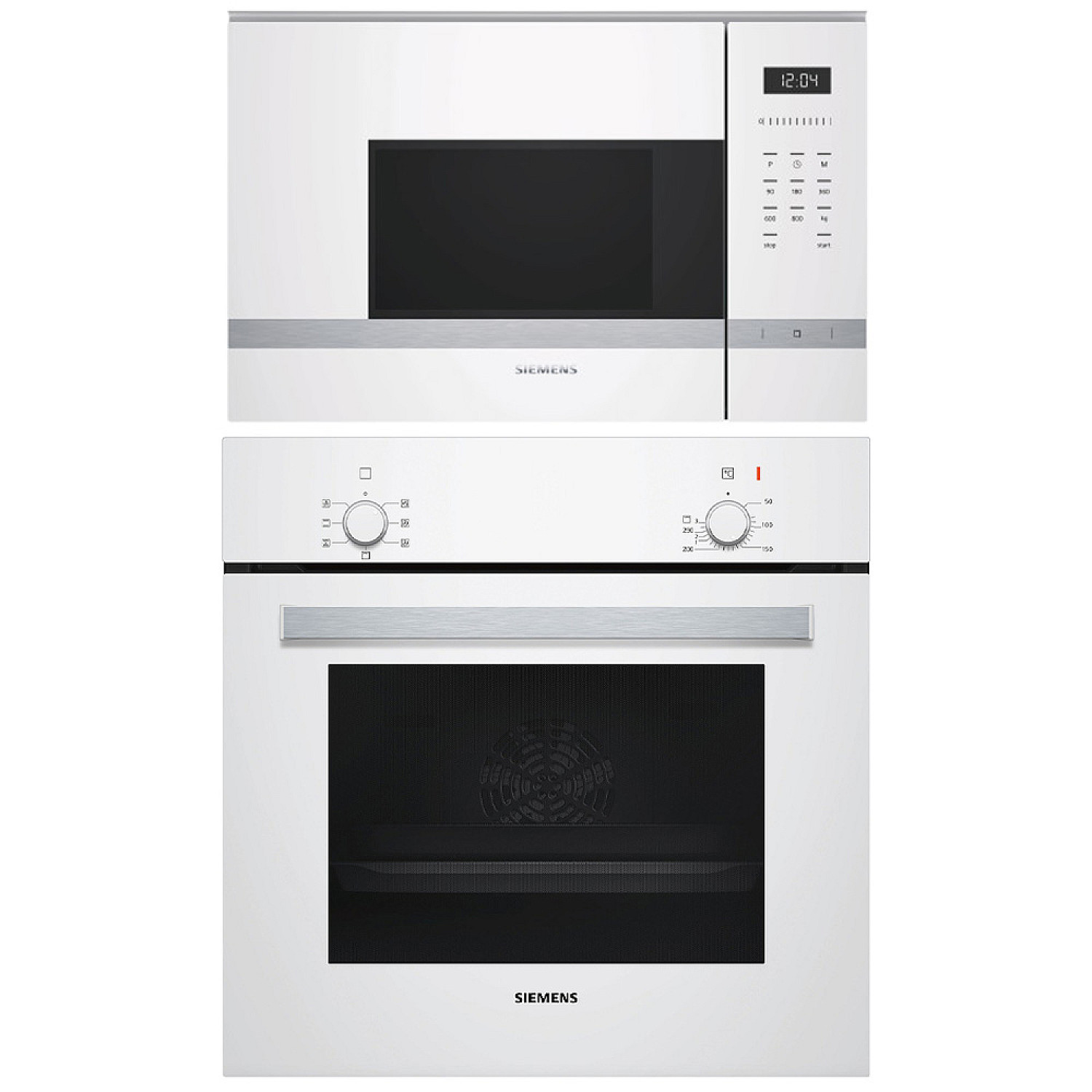 Siemens ugn och mikro hb010fbv1s + bf525lmw0 - vit, ugn varmluft, mikro snabb 900 w