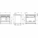 Steel -  Induktionsspis Ascot Combi-Steam 100cm med Två Ugnar, Svart/Mässing