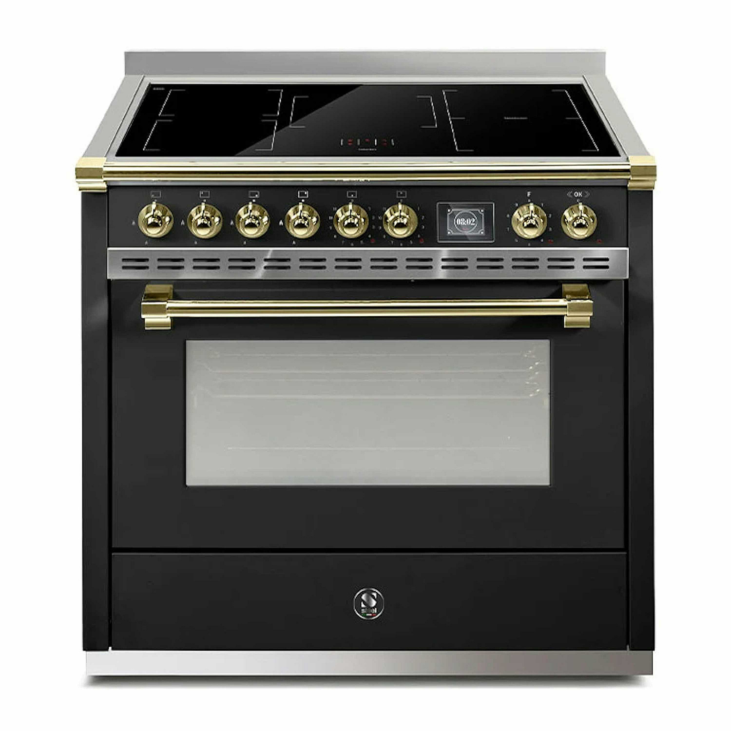 Steel induktionsspis  induktionsspis ascot combi-steam 90 cm, svart/mässing