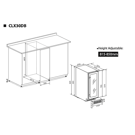 Temptech - CLX30DB - Svart, Två zoner 16 flaskor