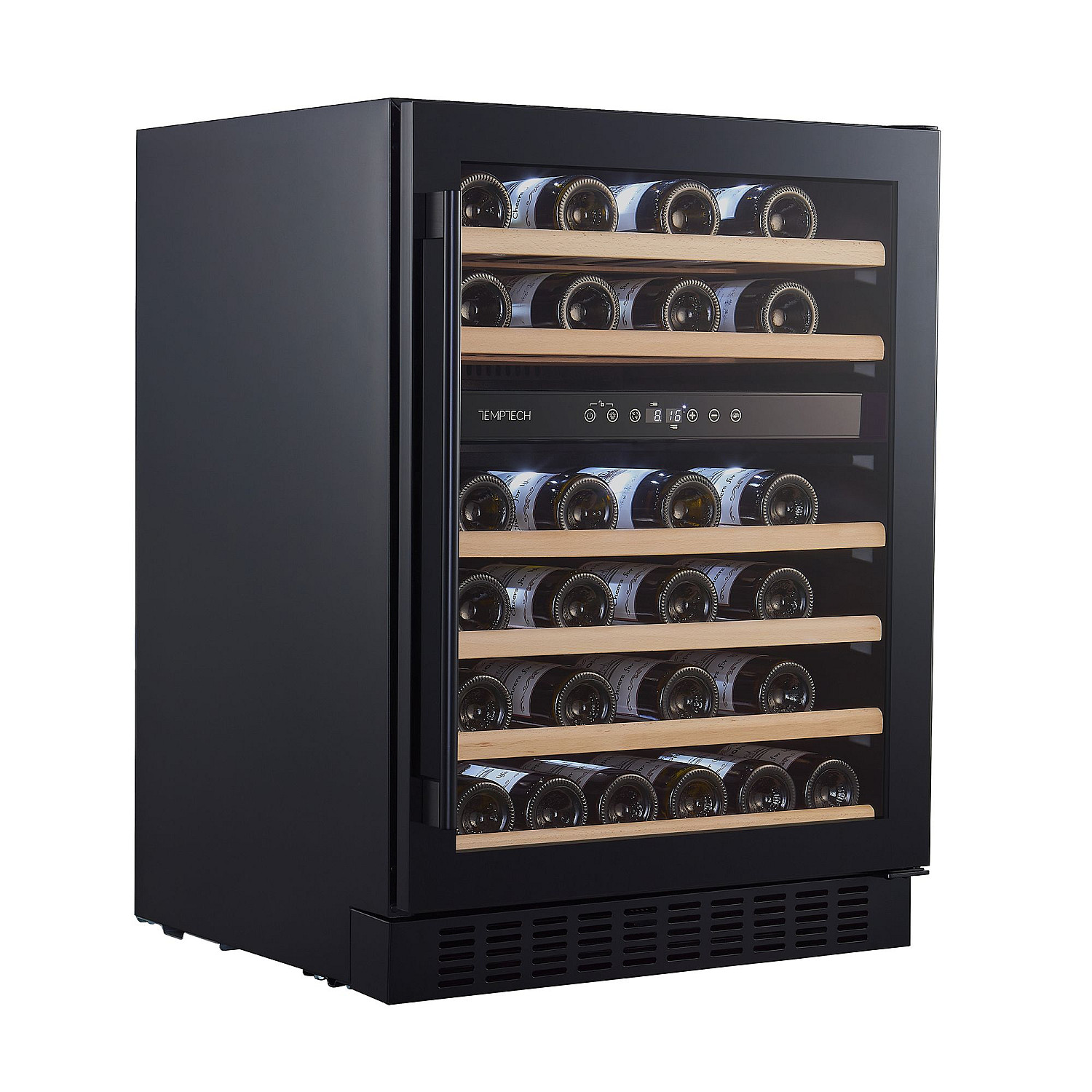 Temptech vinkyl inbyggnad clx60db - svart, tv&aring; zoner 46 flaskor