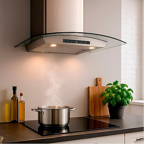 Thermex - Derby II 70 cm - Rostfri, Böjt glas, DC-motor och 594 m³/h