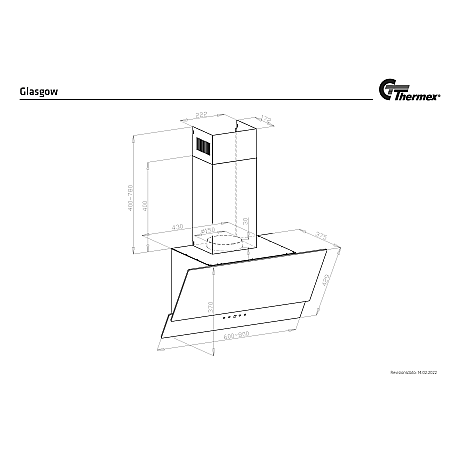Thermex - Glasgow 80 cm - Svart, Vertikal fläkt med 543 m³/h kapacitet