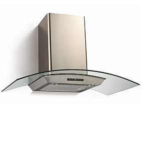 Vägghängd fläkt Thermex - Derby II 90 cm - Rostfri, Böjt glas, DC-motor och 595 m³/h