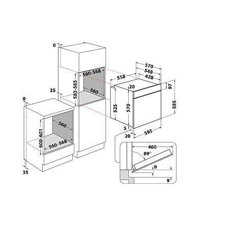 Whirlpool - inbyggnadsugn: färg svart, självrengörande - OMR58HU1B