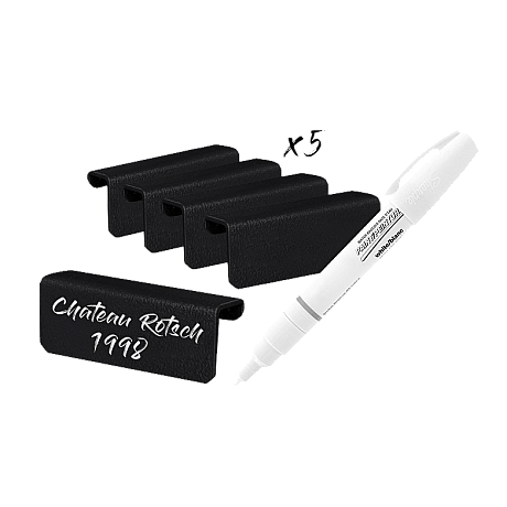 mQuvée - Vinetiketter WineExpert 5-pack - Etiketthållare med glaspenna