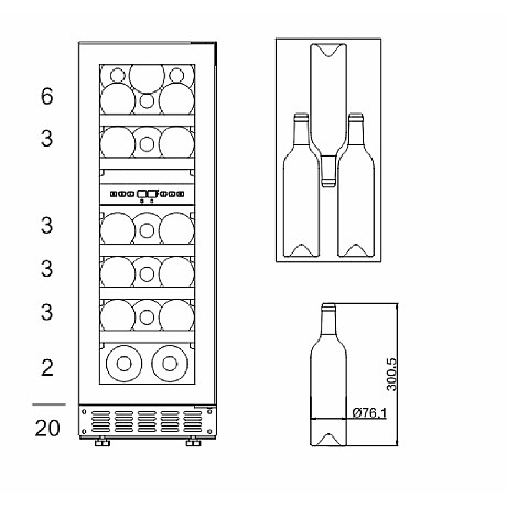 mQuvée - WineCave 780 30D - Vinkyl 20 flaskor, 780 mm dörr