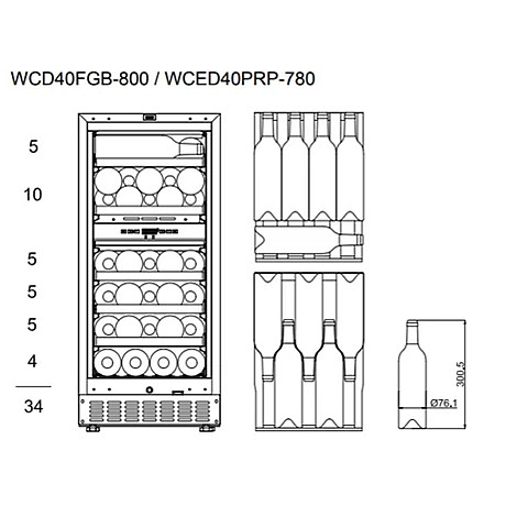 mQuvée - WCD40AB780 - Inbyggd WineCave 40D 780, 39.5 cm, Antracit Svart