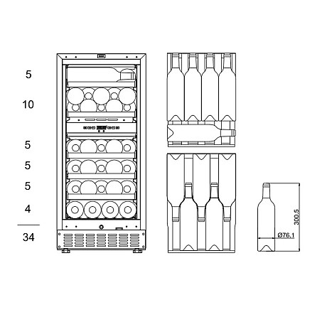 mQuvée - WCD40S-800 - Inbyggd WineCave 800, 34 flaskor, 40 cm, rostfri