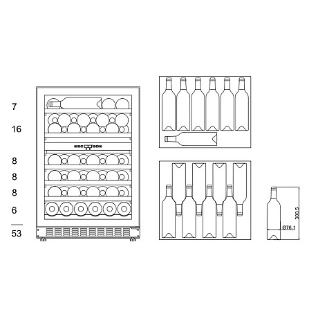 mQuvée - WCD60FGB-800 - Inbyggd WineCave 800, 53 flaskor, 60 cm, svart