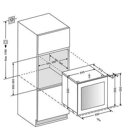 mQuvée - WineKeeper 25D - Integrerbar vinkyl 26 flaskor, 2 zoner