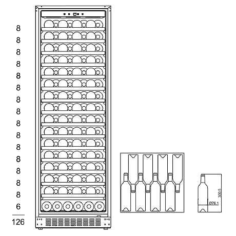 mQuvée - WineStore 177 - Vinlagringsskåp 126 flaskor, 15 hyllplan