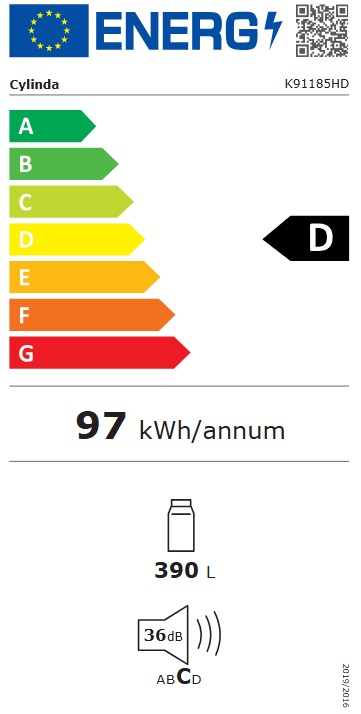 Cylinda - K91185HD-F91185VD - Vit, Kyl - jämn temperatur, Frys - ismaskin