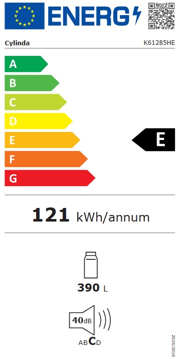 Cylinda - K61285HE-F61285VE - Vit, Kyl - jämn temperatur, Frys - No frost