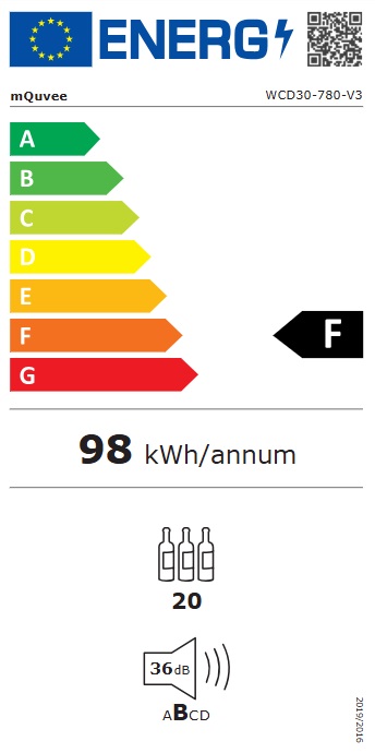 mQuvée - WineCave 780 30D - Vinkyl 20 flaskor, 780 mm dörr