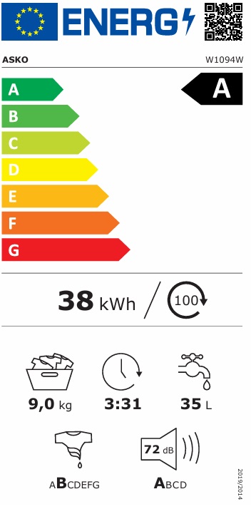 Asko - W1094W - Vit, Ångfunktion & WIFI