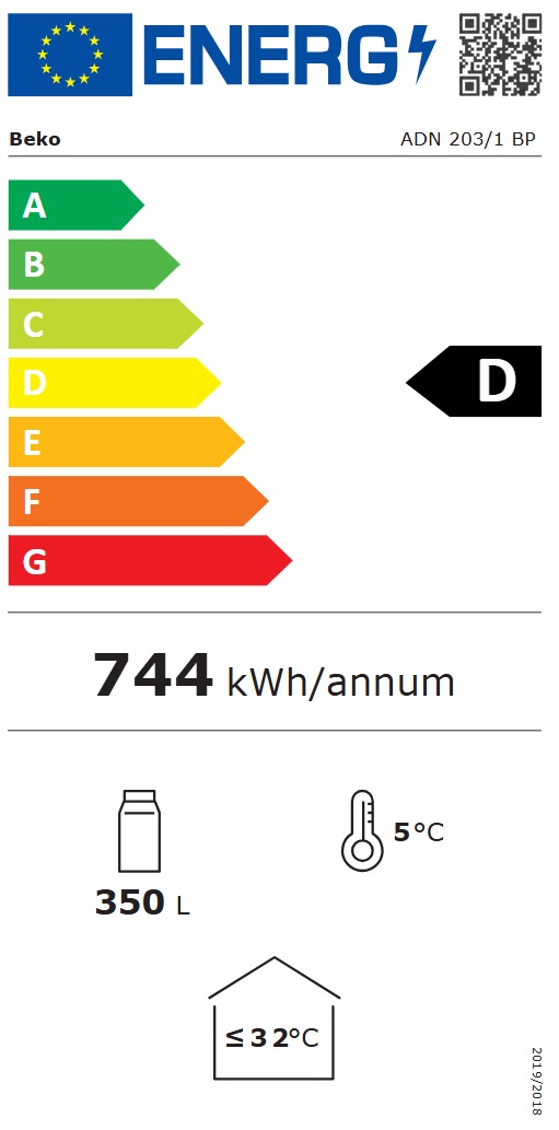 Beko - ADN 203/1 BP - Professionell Glasdörrskyl
