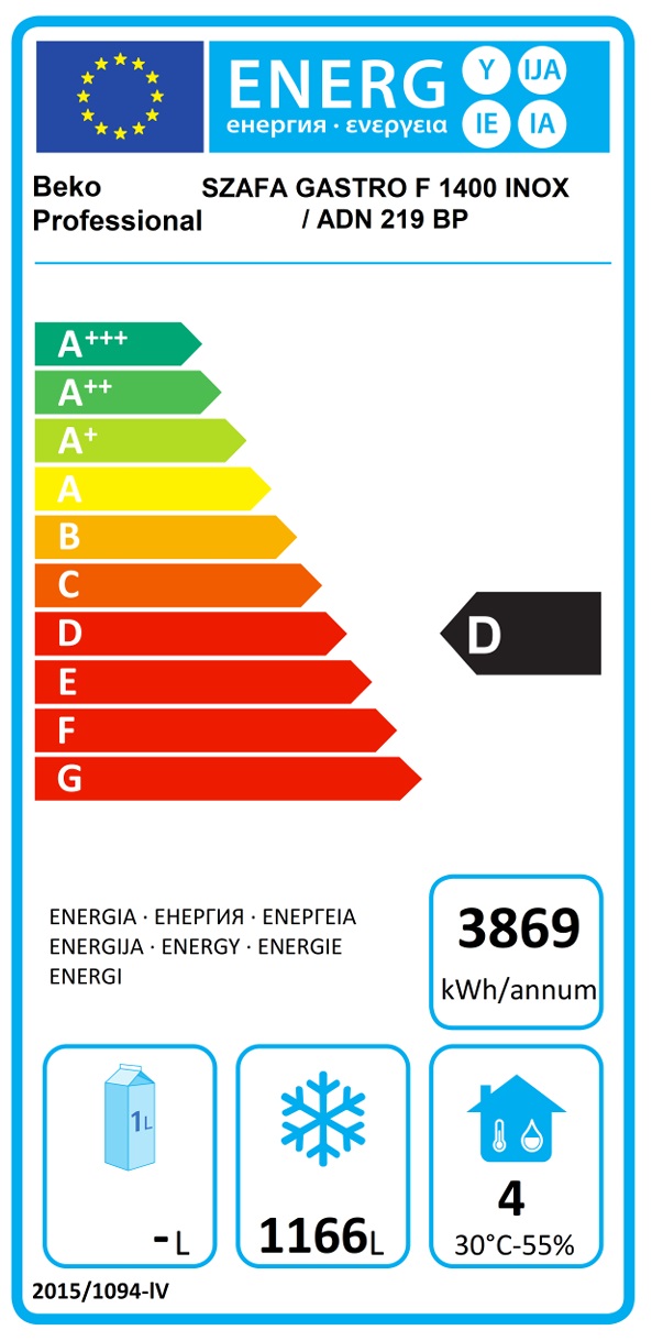 Beko - ADN 219 BP - Professionell frys, Rostfri med 2 dörrar